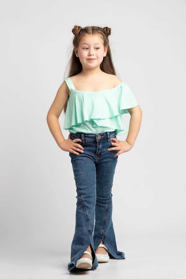slit hem flared jeans pants