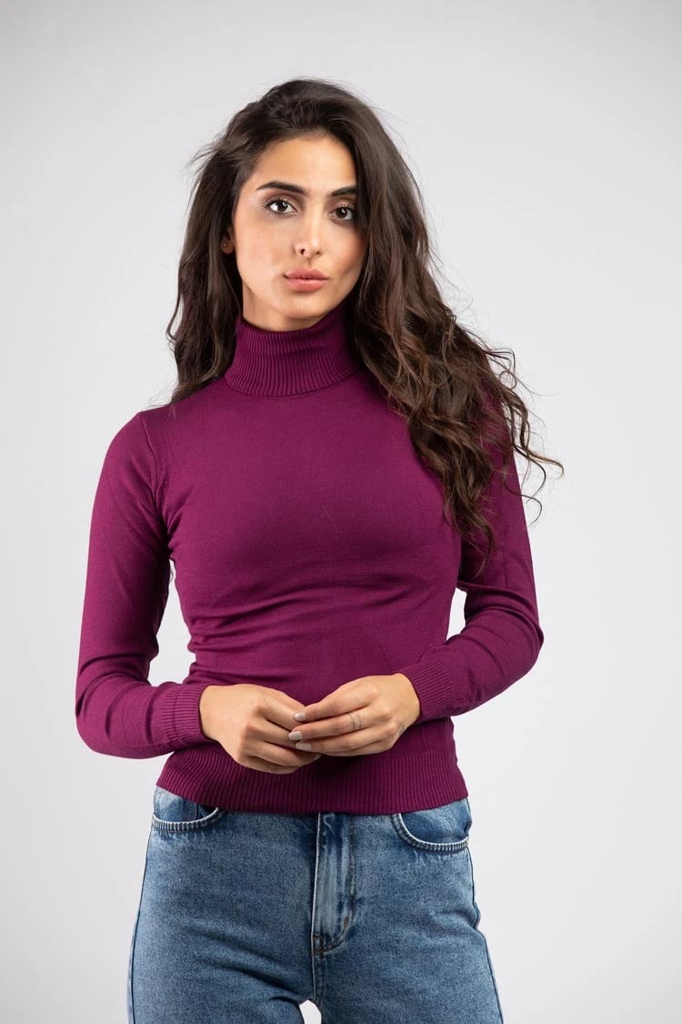 كنزة أساسية بياقة مطويّة