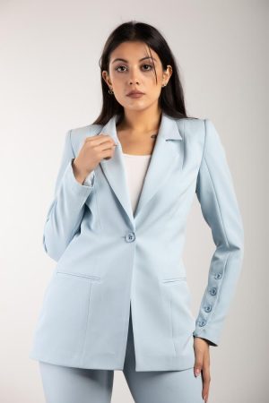 Crepe fitted suit jacket
