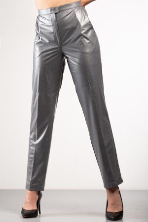 leather effect straight trousers