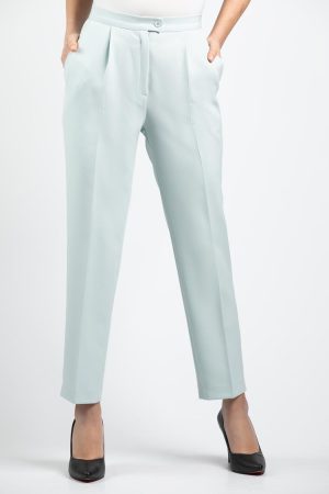 pleat straight trousers