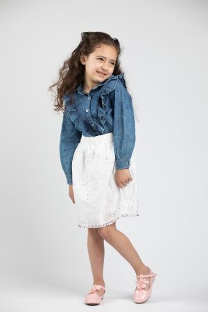 ruffled denim shirt
