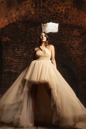 Draped Bust Cut Long Dress
