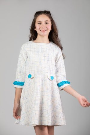 Tweed Mini Dress With Handmede  Details