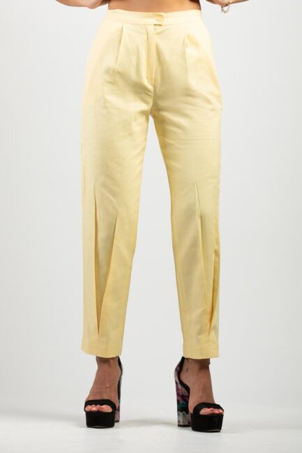 pleat straight trousers
