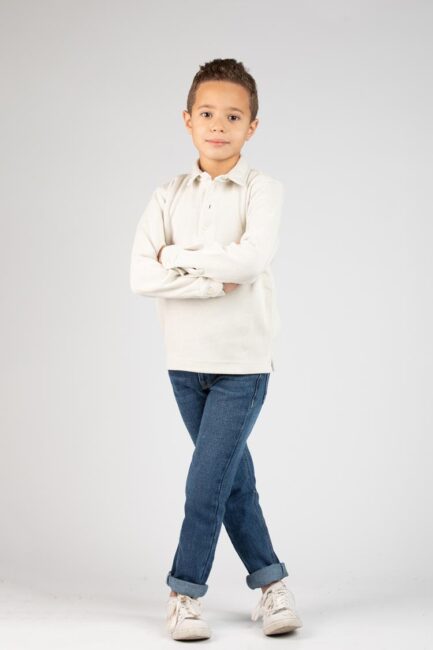 Long sleeves cotton polo