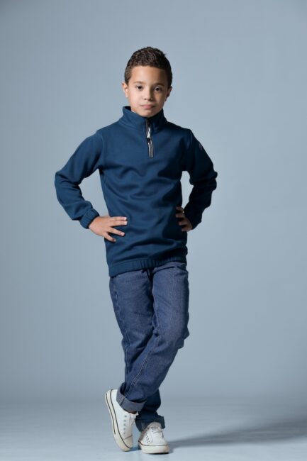 Ribbed Sweatshirt High Neck With Zipper