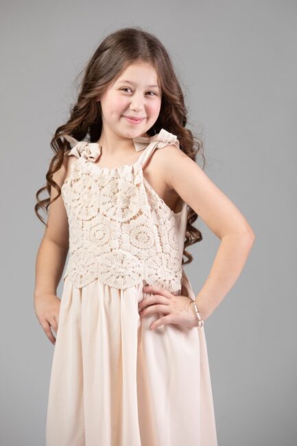 Sleeveless Midi Dress With Crochet Details