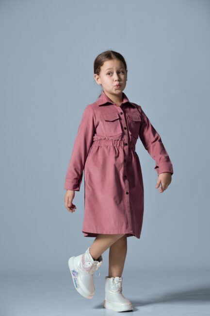 Corduroy Long Dress With Buttons