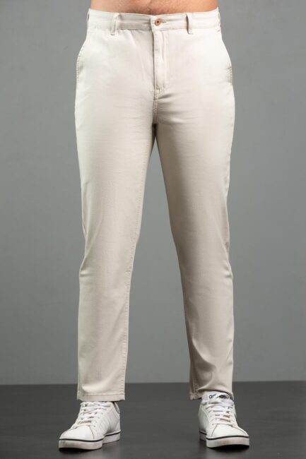 Tapered fit cotton trousers