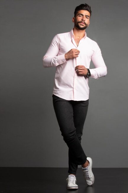 Slim fit stretch cotton shirt