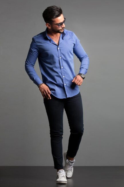 Slim fit stretch cotton shirt
