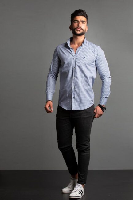 Slim fit checks cotton shirt