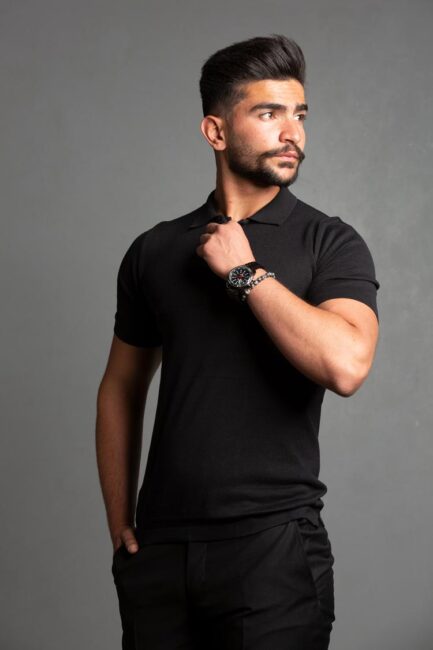 Knit cotton polo T-shirt