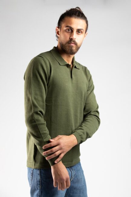 knitted cotton polo shirt