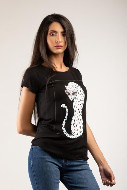 Printed cotton-blend T-shirt