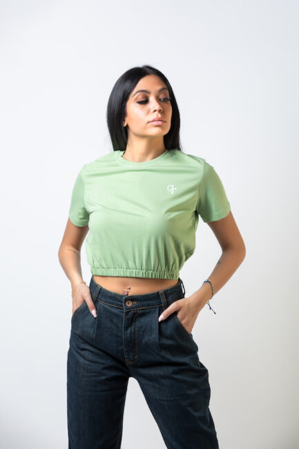 cropped printed T-shirt