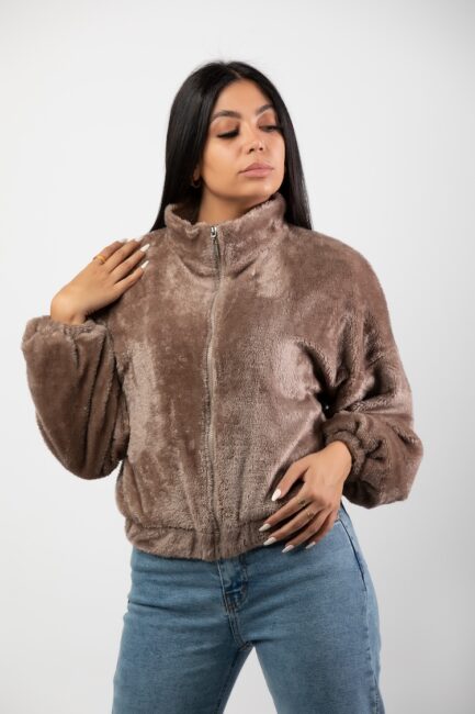 Short Jacket Fur Effect With Zipper