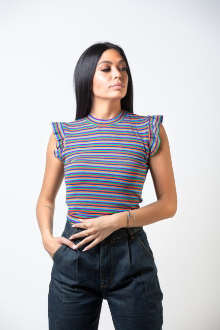 ruffled sleeves T-shirt