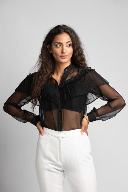 pleated chiffon shirt