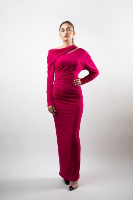 Jersey Long Sleeve Long Dress