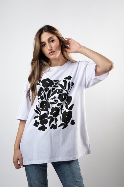 Over Size Cotton Printed T-Shirt