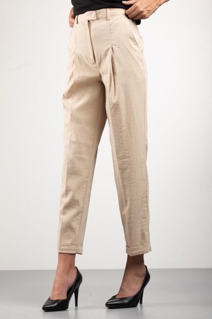 High-waist cotton pants