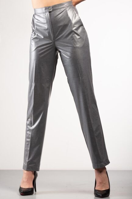 leather effect straight trousers