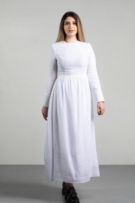 embroidered long-sleeve dress