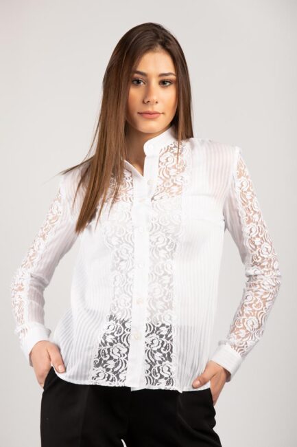 striped shirt with lace