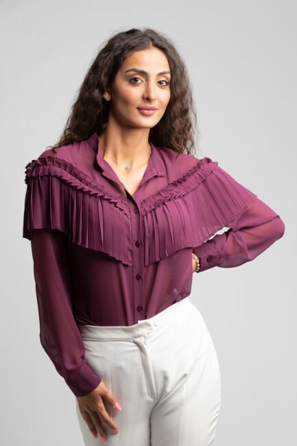 pleated chiffon shirt