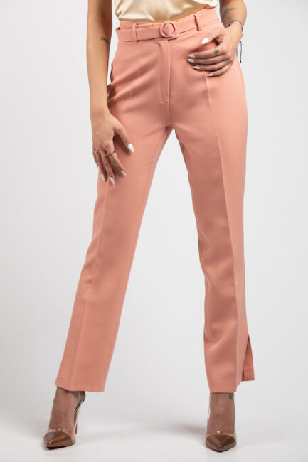 High-waist belted pants