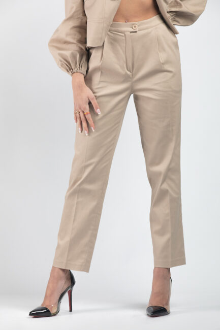high-waist cotton trousers