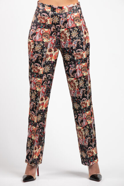 satin printed pants