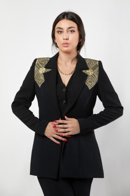 Long Suit Jacket With Embroidery