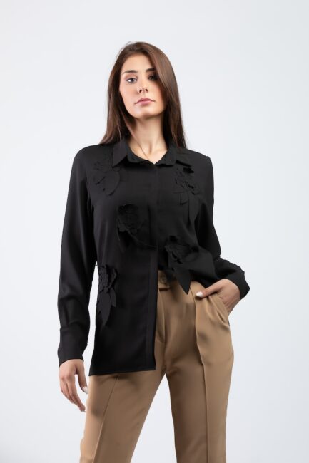 embroidred satin shirt