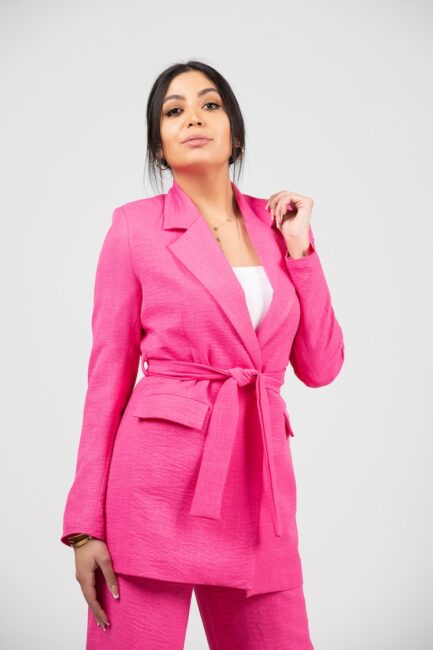 Long Linen Jacket With Belt