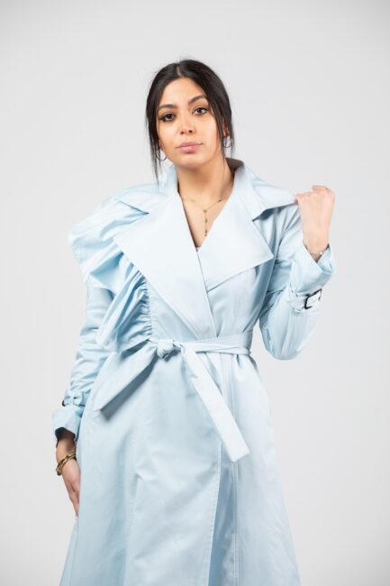 Coat With Raffles And Belt