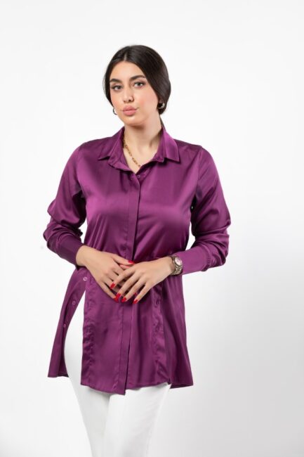 Long Sleeve Shirt Crepe Satin
