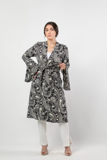 Long Cardigan With Ruffle Sleeves