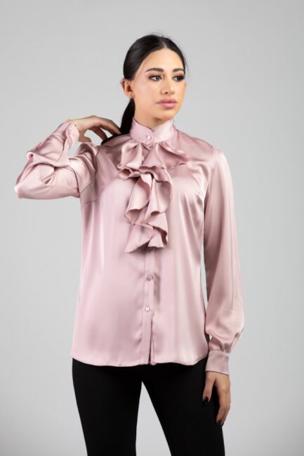 Satin Shirt With Ruffle