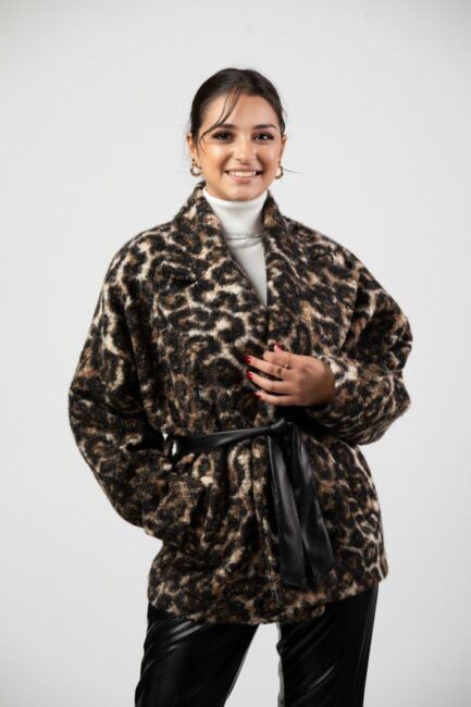 Oversized Tiger Jacket With Leather Belt