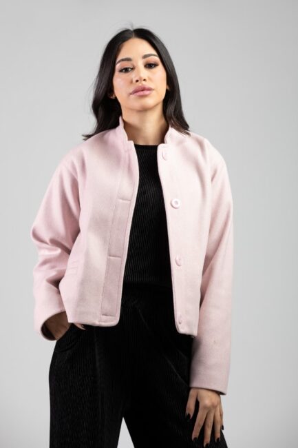 Tweed Short Jacket With Big Buttons