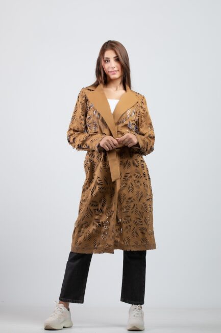 embroidered long coat
