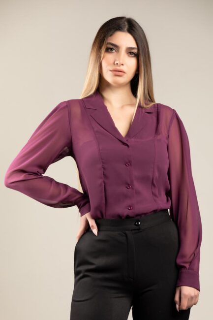 puff sleeve chiffon shirt