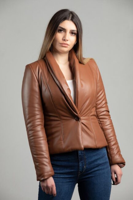 quilted faux-leather jacket