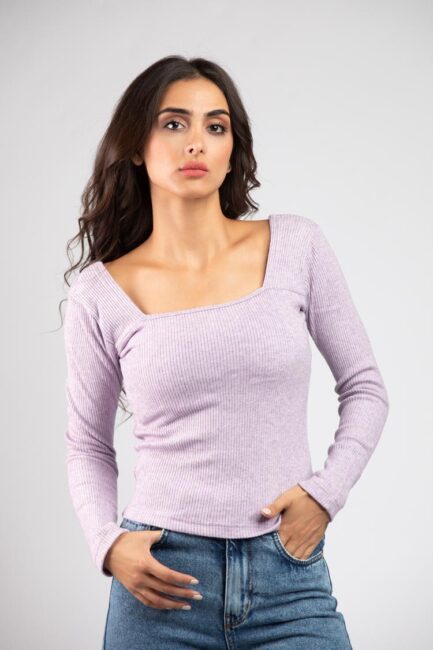 ribbed long sleeved T-shirt
