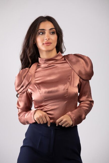 ruched satin blouse