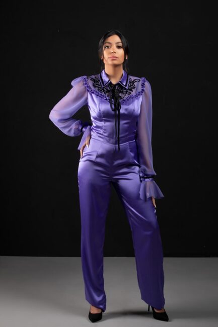 Embroidered Satin Overall