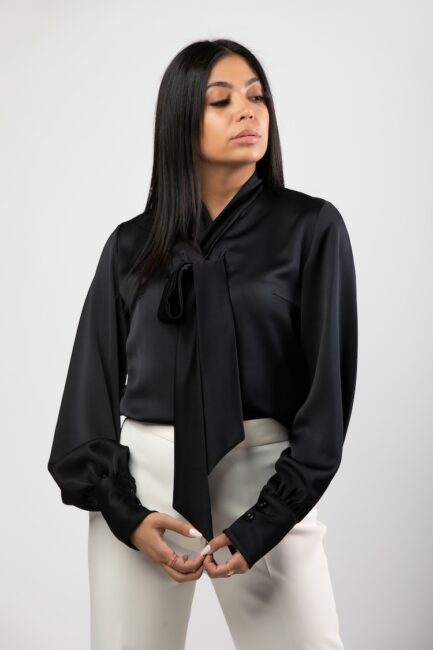 Satin Tie Neck Shirt